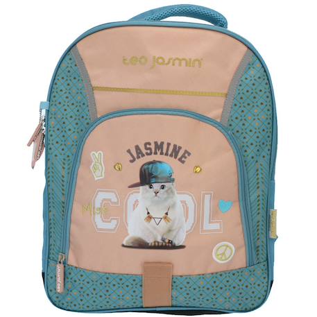 Sac à dos enfant teo jasmin jasmine cat 42 cm à 2 compartiments zippés Bleu+Multicolore+Turquoise/gris/blanc 6 - vertbaudet enfant 