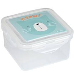 Puériculture-Repas-Boîte à goûter transparente 13 cm à l’effigie de chat meow!