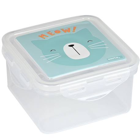 Boîte à goûter transparente 13 cm à l’effigie de chat meow! Bleu / vert 1 - vertbaudet enfant 