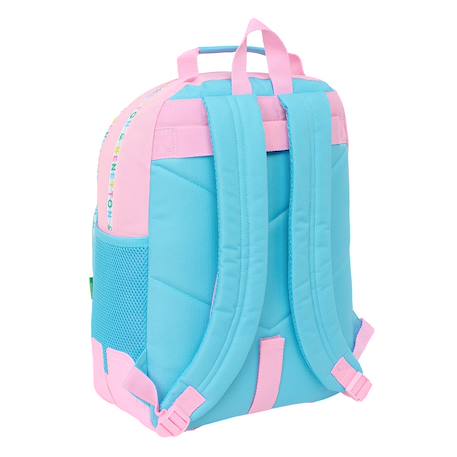 Sac à dos scolaire fille be benetton avec 2 compartiments 42 cm Blanc / rose / bleu 3 - vertbaudet enfant 
