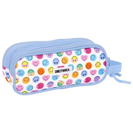 Trousse rectangulaire smiley world heureux double compartiment zippé – smiley world Bleu 2 - vertbaudet enfant 