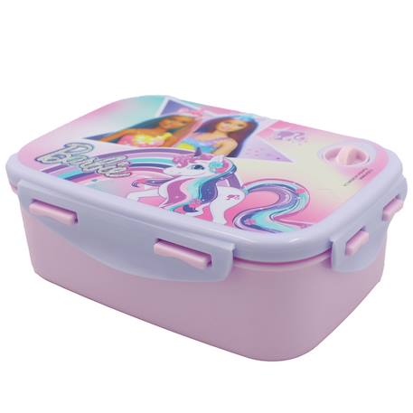 Boîte repas fille à charnière barbie licorne – poignée de transport Violet figue 1 - vertbaudet enfant 