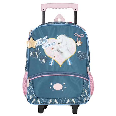 Sac à dos à roulettes fille 43 cm - motif cheval - generique bella sara Blanc / multicolore+Violet 5 - vertbaudet enfant 