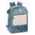Sac à dos à langer velours feuilles 43 cm Bleu / ecru 1 - vertbaudet enfant 
