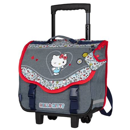 Fille-Accessoires-Cartable, trousse-Cartable à roulettes 38 cm hello kitty kiss 2 compartiments hello kitty