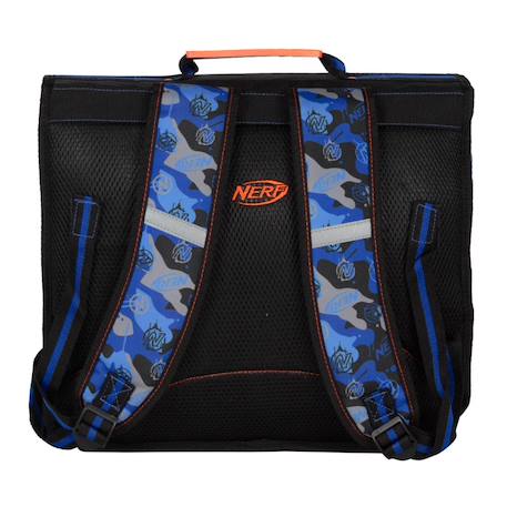 Cartable primaire motif camouflage nerf playground 2 compartiments 38 cm Bleu / orange / gris 3 - vertbaudet enfant 