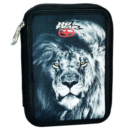 Garçon-Accessoires-Cartable, trousse-Trousse zippée motif lion en toile