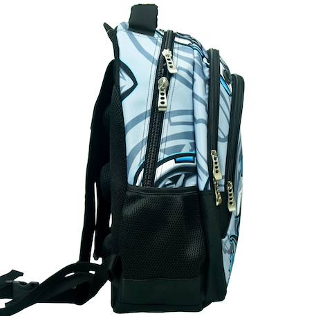 Sac à dos scolaire garçon compartimenté motif robot no fear 43 cm Gris / noir / bleu 2 - vertbaudet enfant 