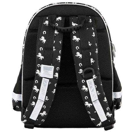 Sac à dos scolaire chevaux photo et avec 2 compartiments 41 cm Noir / blanc / gris 2 - vertbaudet enfant 