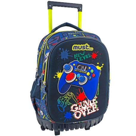 Garçon-Sac à dos garçon avec roulettes 3 compartiments game over 45 cm