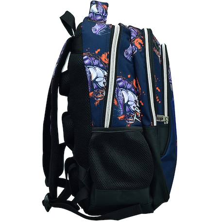 Sac à dos scolaire dinosaure t-rex avec 2 compartiments 43 cm Noir / orange / blanc 2 - vertbaudet enfant 