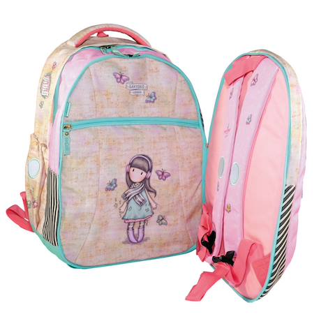 Sac à dos fille 2-en-1 à motif 44 cm Bleu / violet+Pêche+Rose/multicolore 10 - vertbaudet enfant 
