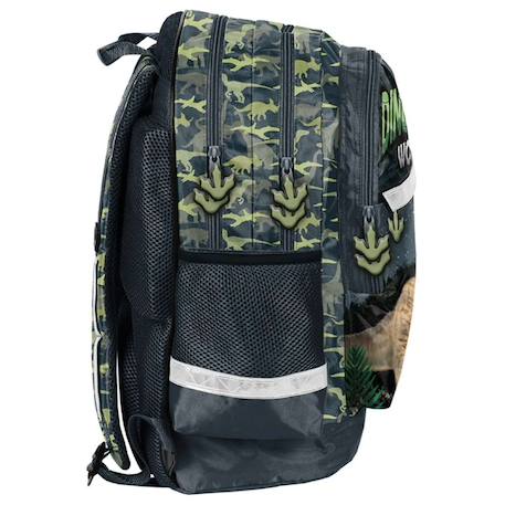 Sac à dos scolaire garçon dinosaurs world avec 2 compartiments 42 cm Noir / vert 2 - vertbaudet enfant 