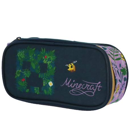 Trousse fille minecraft toile motif creeper botanique Bleu / violet 2 - vertbaudet enfant 