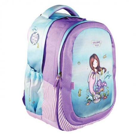 Sac à dos fille 2-en-1 à motif 44 cm Bleu / violet+Pêche+Rose/multicolore 1 - vertbaudet enfant 
