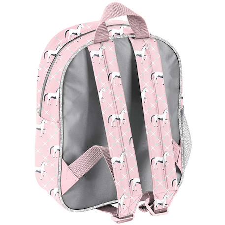 Sac à dos maternelle paso toile effet canvas motif cheval 3d Blanc / rose / clair / blanc 2 - vertbaudet enfant 