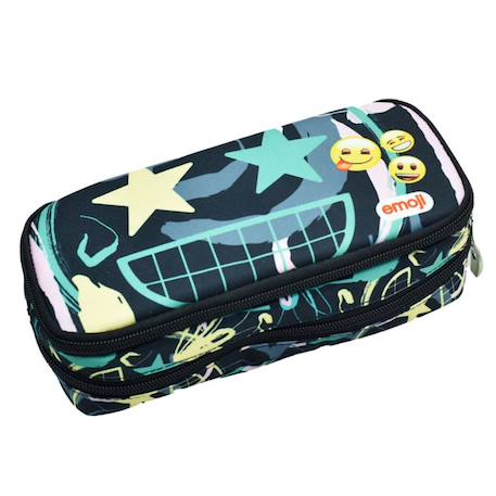 Trousse emoji double zip à motifs graffiti 23 cm Noir / jaune / gris 2 - vertbaudet enfant 
