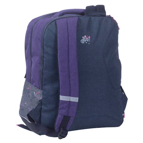 Sac à dos fille 43 cm graffiti avec poches zippées réfléchissantes kip Violet foncé 2 - vertbaudet enfant 