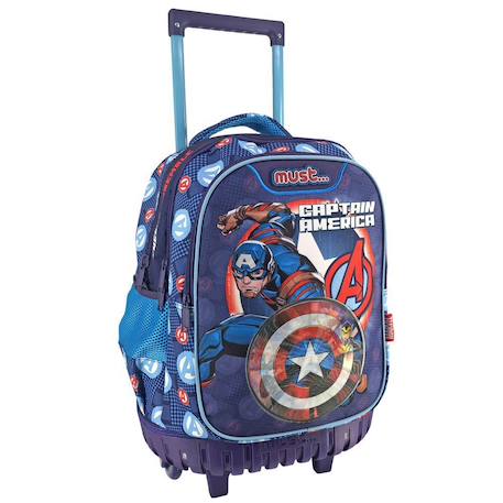 Sac à roulettes garçon avengers captain america motif bouclier 45 cm Bleu / rouge / blanc 1 - vertbaudet enfant 