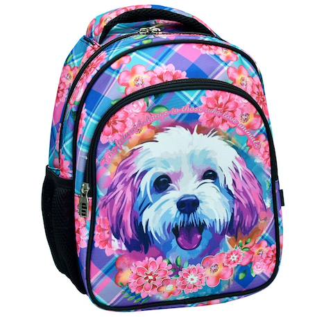 Sac à dos maternelle motif chien tissu synthétique bmu-back me up Blanc / rose / bleu 1 - vertbaudet enfant 