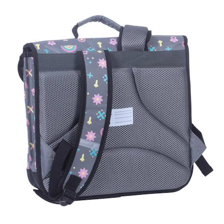 Cartable maternelle fille chacha miaou 36 cm 2 compartiments polyester – kidabord Bleu / bleu / marine+Gris 4 - vertbaudet enfant 