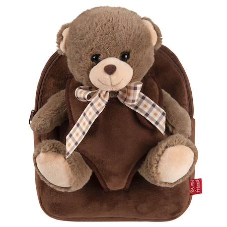 Sac à dos maternelle réversible peluche ours brun Camel 1 - vertbaudet enfant 