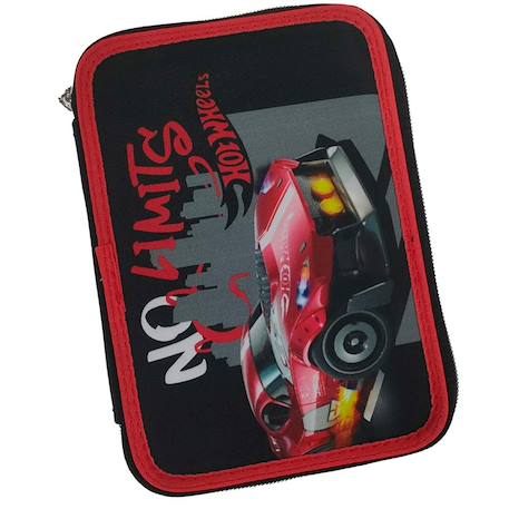 Garçon-Accessoires-Cartable, trousse-Trousse zippée garnie hot wheels motif voiture de course 18 cm