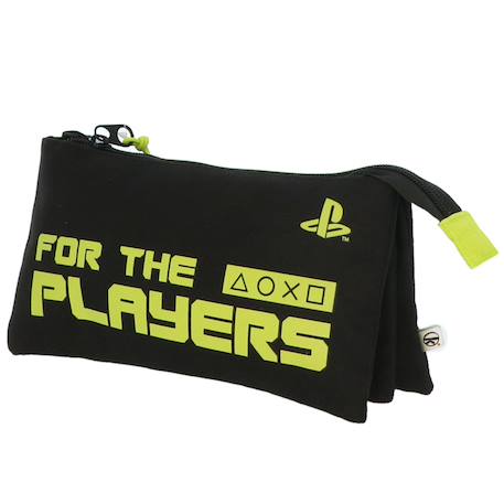 Trousse garçon 3 compartiments playstation 'for the players' 22 cm Noir / vert 1 - vertbaudet enfant 