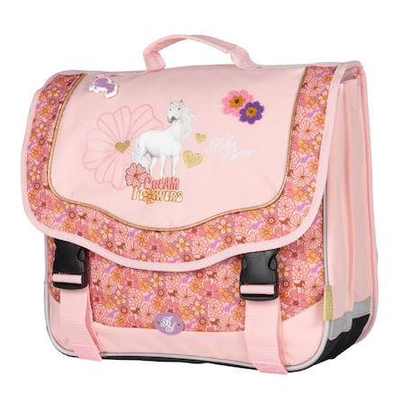 Fille-Accessoires-Cartable 38 cm dream and flowers - 2 compartiments à fermeture éclair