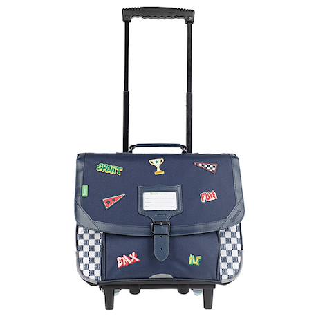 Cartable à roulettes polyester recyclé matheo 38 cm Bleu / blanc 1 - vertbaudet enfant 