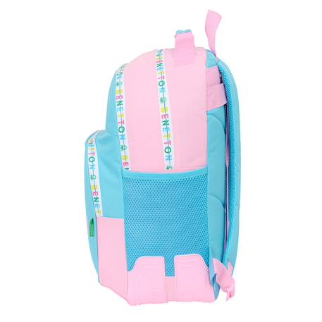 Sac à dos scolaire be benetton avec 2 compartiments 42 cm Blanc / rose / bleu 2 - vertbaudet enfant 