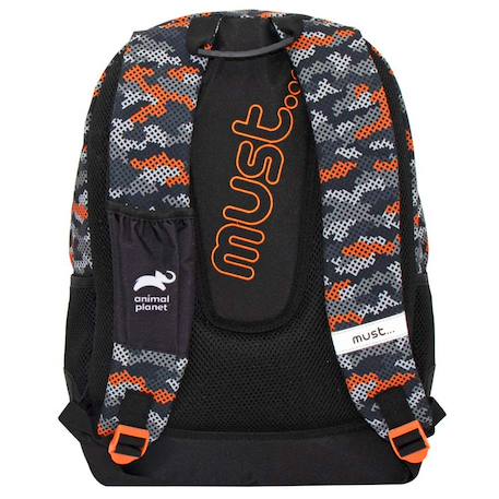 Sac à dos enfant garçon animal planet imprimé lion en polyester Noir / orange / blanc 2 - vertbaudet enfant 