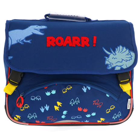 Cartable primaire motif dinosaure relief brodé 38 cm Bleu / rouge 2 - vertbaudet enfant 
