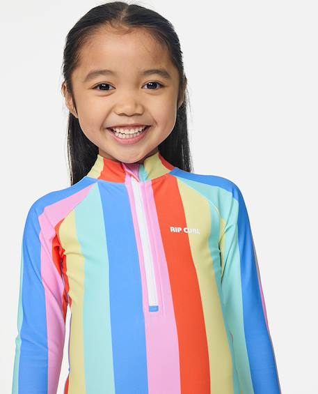 Maillot une pièce manches longues rainbow stripe fille Multico 4 - vertbaudet enfant 