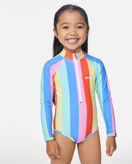 Maillot une pièce manches longues rainbow stripe fille Multico 1 - vertbaudet enfant 