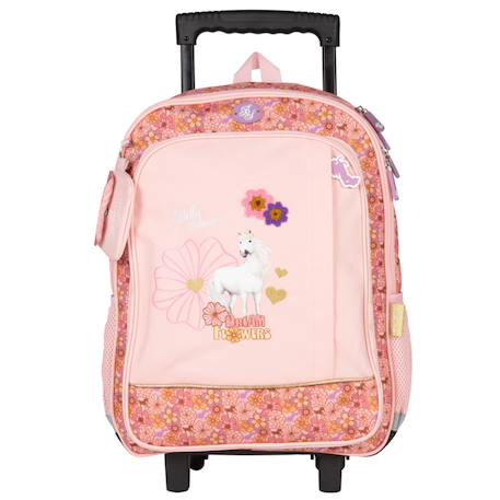 Sac à dos à roulettes 43 cm - motif cheval - generique bella sara Blanc / multicolore+Violet 2 - vertbaudet enfant 