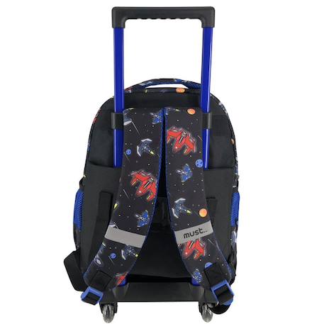 Sac à dos chariot à roulettes space battle 3 compartiments zippés 45 cm Noir / bleu / marine / bleu 2 - vertbaudet enfant 