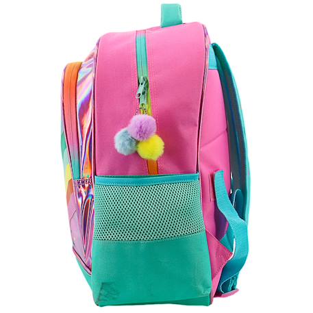 Sac à dos scolaire fille licorne arc-en-ciel et pompons 41 cm Rose/multicolore 3 - vertbaudet enfant 