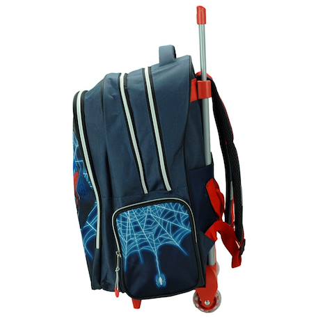 Sac à dos à roulettes garçon spider-man imprimé en tissu haute qualité Bleu marine/orange fluo 4 - vertbaudet enfant 
