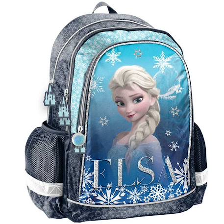 Sac à dos scolaire fille la reine des neiges motif elsa pailleté polyester Bleu / bleu / ciel / blanc 1 - vertbaudet enfant 