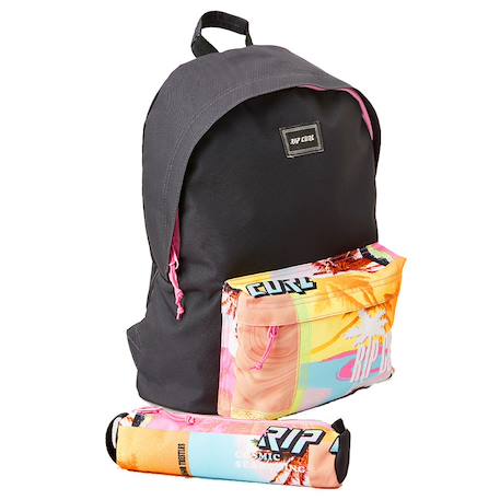 Sac à dos scolaire avec trousse rip curl double dome 2 compartiments Rose 1 - vertbaudet enfant 