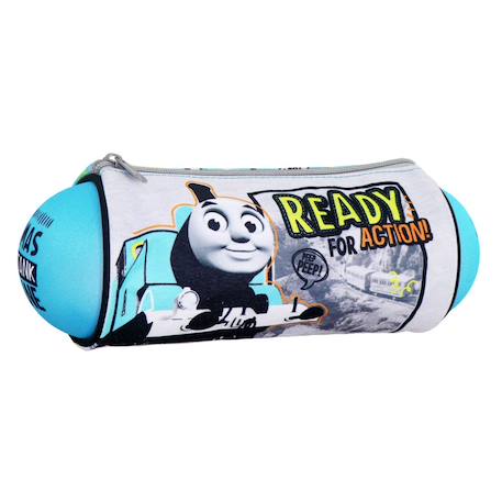 Trousse garçon ronde néoprène imprimé thomas & friends compartiment zippé Blanc / bleu / ciel / noir 1 - vertbaudet enfant 