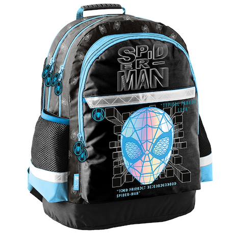 Sac à dos scolaire spiderman masque avec 2 compartiments 42 cm Noir / bleu / gris 1 - vertbaudet enfant 