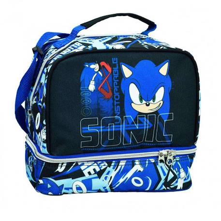 Sac repas isotherme sonic en tissu motif hérisson Blanc / bleu / bleu 1 - vertbaudet enfant 
