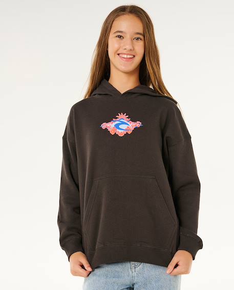 Sweat à capuche sunshine squad   fille Washed black 6 - vertbaudet enfant 