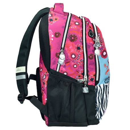 Sac à dos scolaire fille hallmark motif zèbre 48 cm Noir / rose / bleu 2 - vertbaudet enfant 