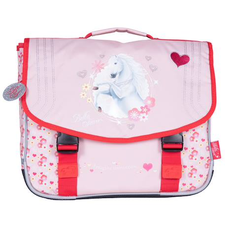 Cartable 38 cm dream and flowers - 2 compartiments à fermeture éclair Rose+Rose pastel 1 - vertbaudet enfant 