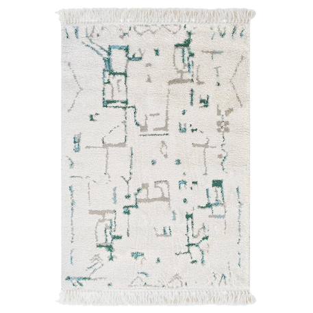 Tapis design avec franges volubilis Bleu naturel 1 - vertbaudet enfant 