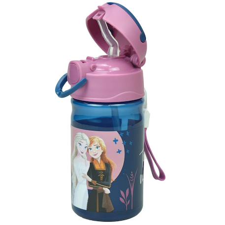 Gourde en plastique la reine des neiges à paille 350 ml Bleu / mauve 3 - vertbaudet enfant 