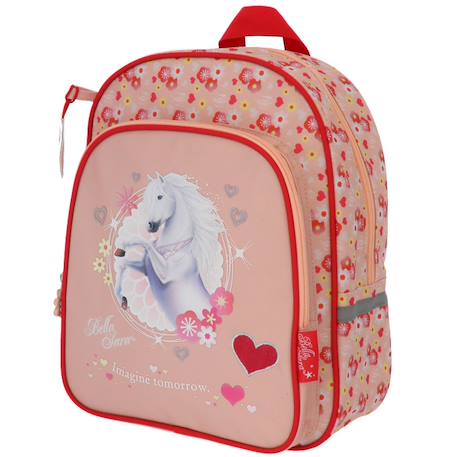 Fille-Accessoires-Cartable, trousse-Sac à dos maternelle bella sara tissu imprimé floral et cœur 30 cm